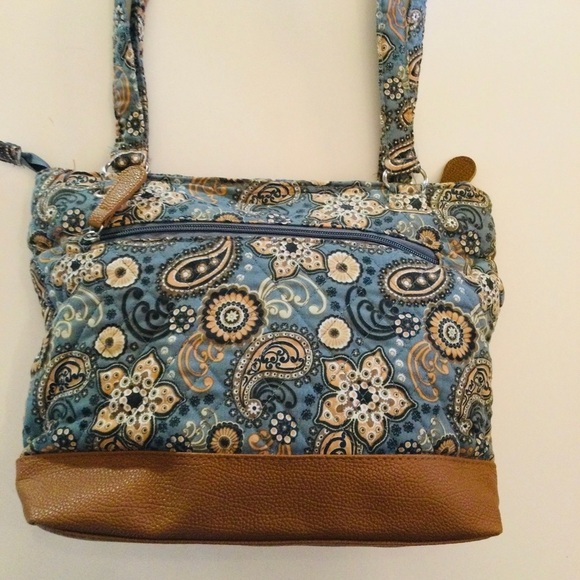 Stone & Co Blue & Brown Fabric Shoulder Handbag Purse Very Nice - Picture 5 of 8